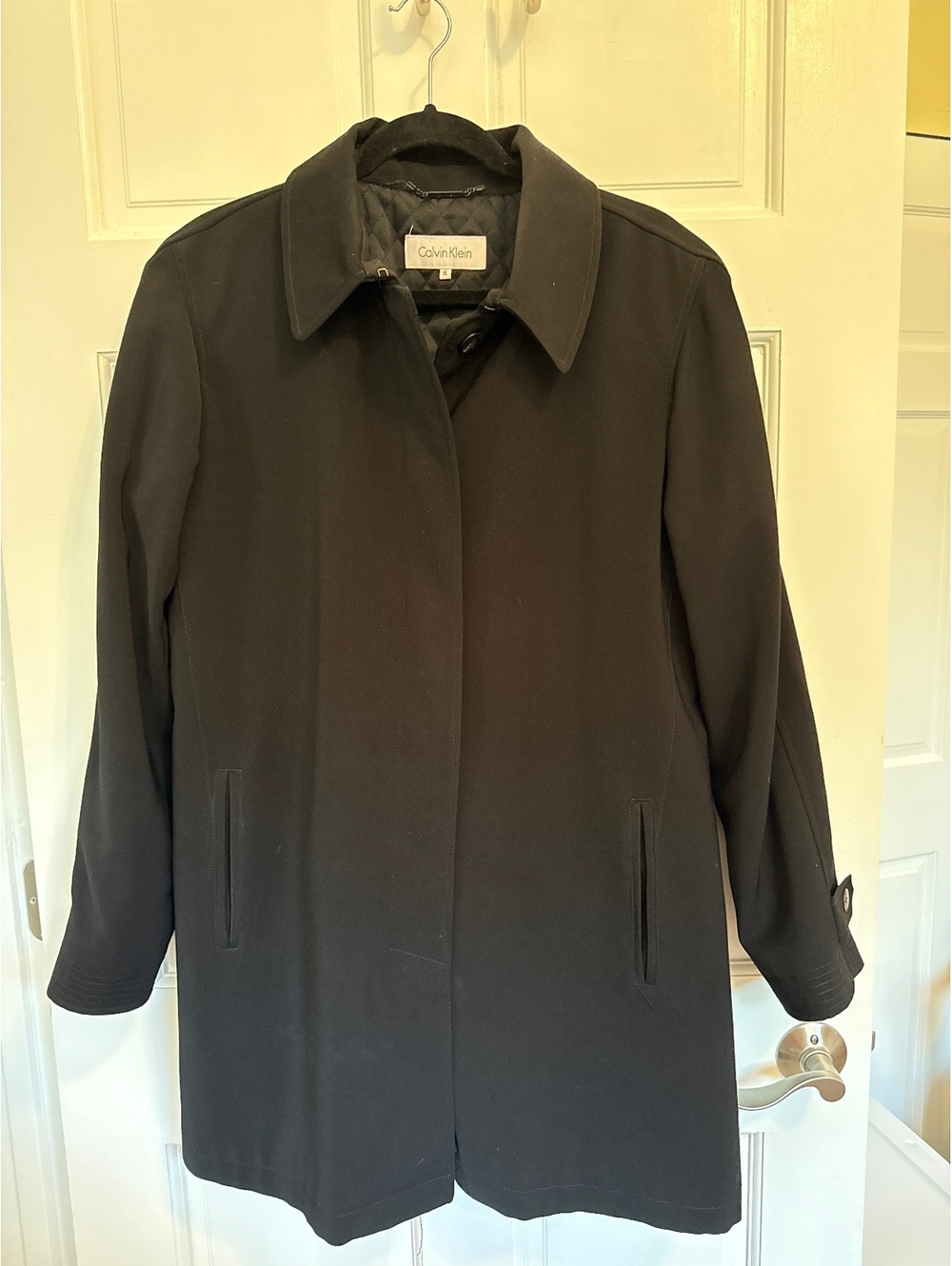 Calvin Klein Women’s Black Overcoat with Hood XL